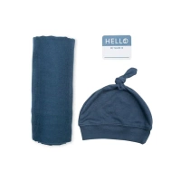 LULUJO ZESTAW PREZENTOWY KOCYK + CZAPKA GRANATOWY 