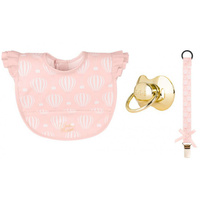 Bjallra Zestaw Śliniak + zawieszka Pink Sky balony