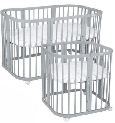 Waldin łóżeczko z materacem 7w1 (prostok) Grey