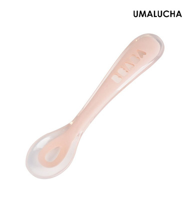 BEABA ŁYŻECZKA SYLIKONOWA 8M + RÓŻOWA