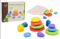 Drewniana tęczowa piramida z kamieni