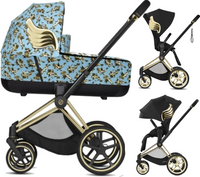 Zestaw 2w1 Cybex Wózek Priam 4.0 (J Scott) Black Gold Wings & Gondola Priam 2.0 (J Scott) Cherubs Blue