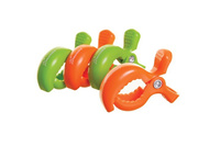 Klipsy do wózka - 4 szt. - 2x zielony; 2x pomarańczowy